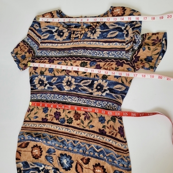 Vtg John Roberts 90s‎ Florla Multicolored Maxi Dress Size 8 Beaded - Picture 11 of 12